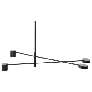 Lampe suspension en métal noir à 4 LED BANDON - Installation Facile