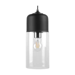 Lampe suspension noir en verre clair PURUS à fixation clip
