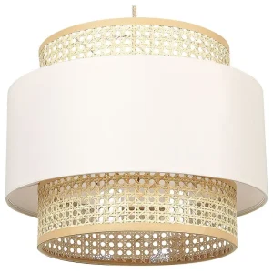Lampe suspension en rotin sable et naturel YUMURI Sans outil d'installation