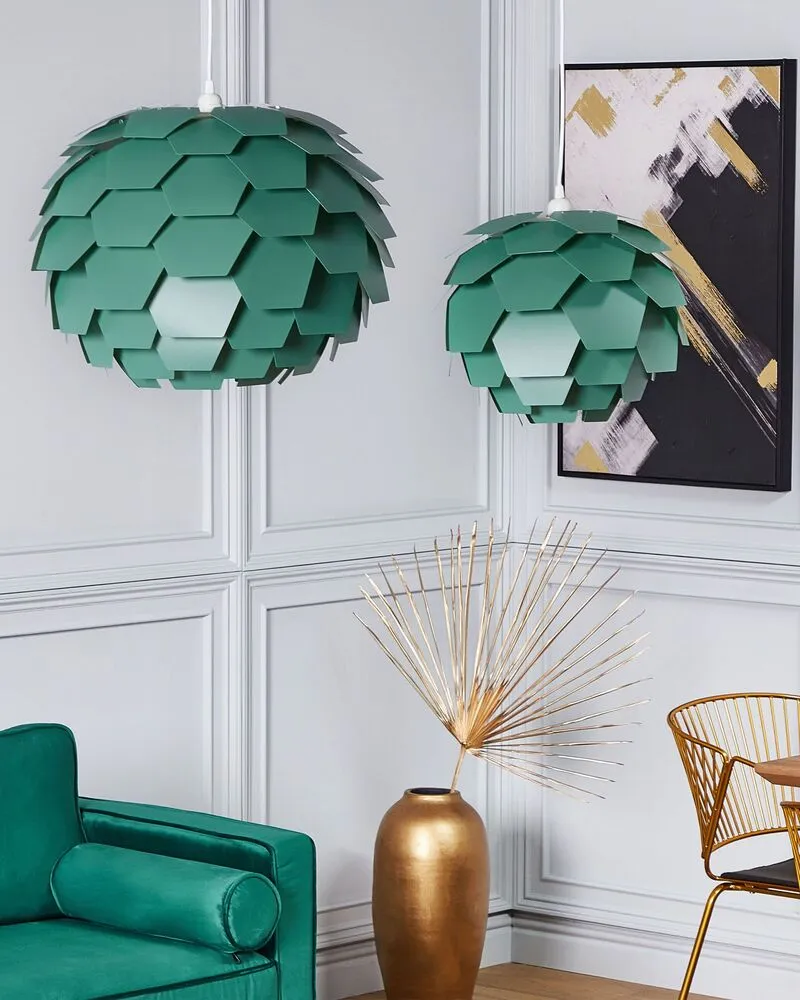 Lampe suspension verte gros abat-jour SEGRE en acrylique dépoli