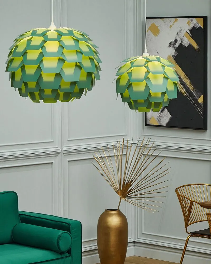 Lampe suspension verte gros abat-jour SEGRE en acrylique dépoli