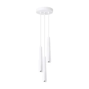Lampes suspendues scandinave en acier - 3 sources lumineuses - L.19,5 x H.120 cm - blanc avec LED intégrée non remplaçable