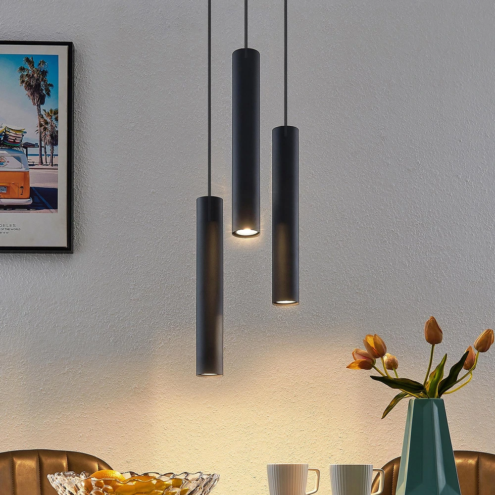Lindby Suspension Joffrey à 3 lampes, noir, métal | Garantie 2 Ans