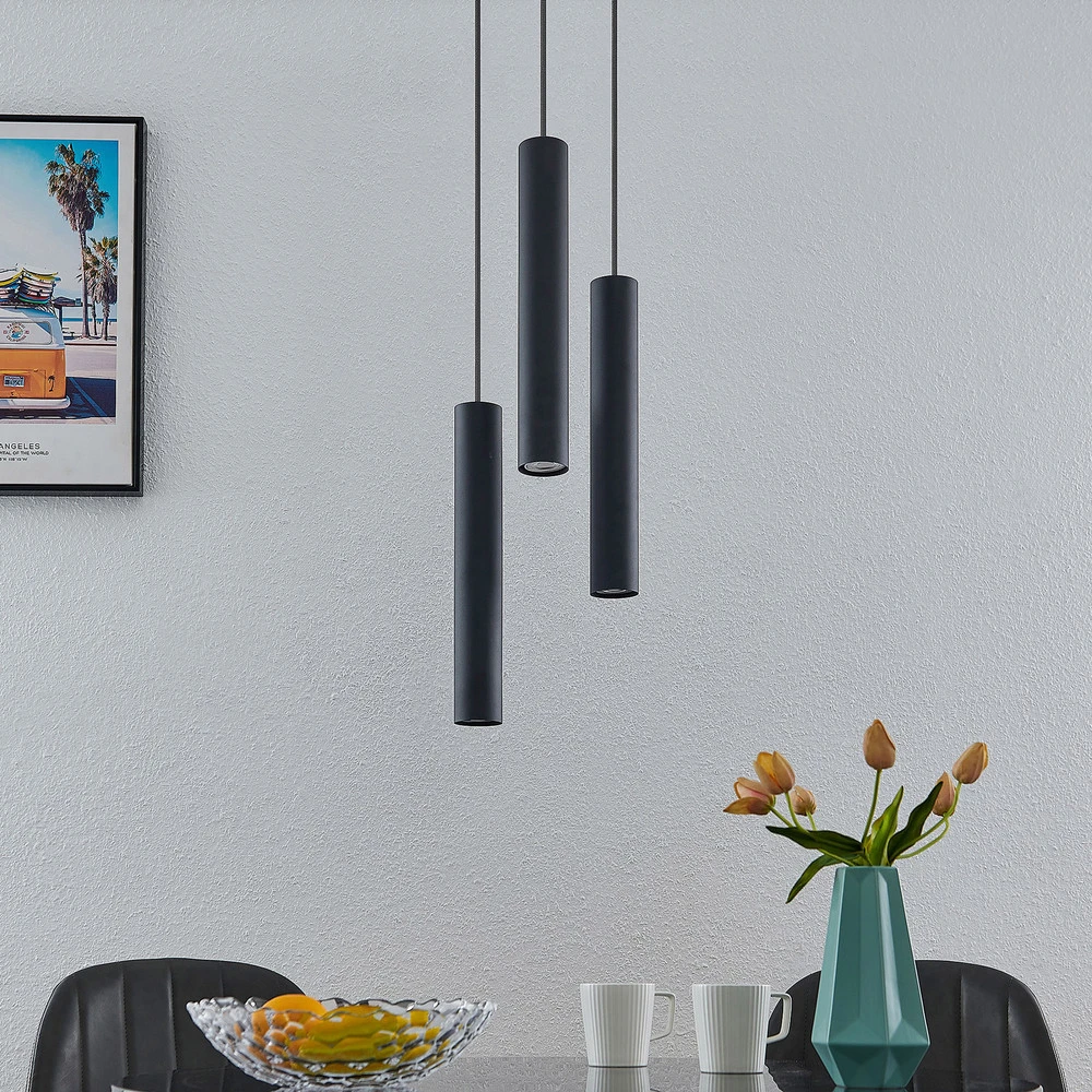 Lindby Suspension Joffrey à 3 lampes, noir, métal | Garantie 2 Ans