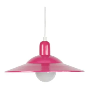 LODGE - Suspension dôme métal fuchsia avec diffuseur opale