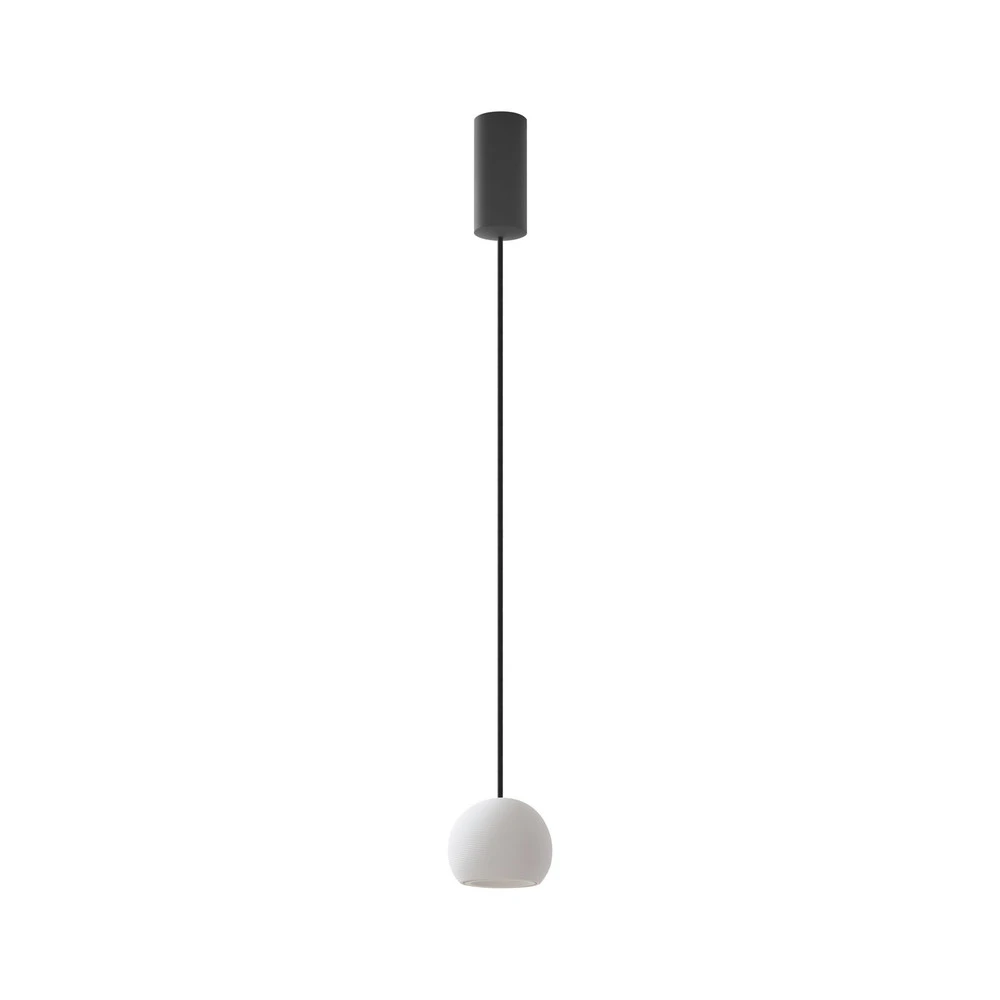Lucande Suspension LED Darkorin, blanc, rond, plâtre, Ø 12 cm IP44 pour salle de bain