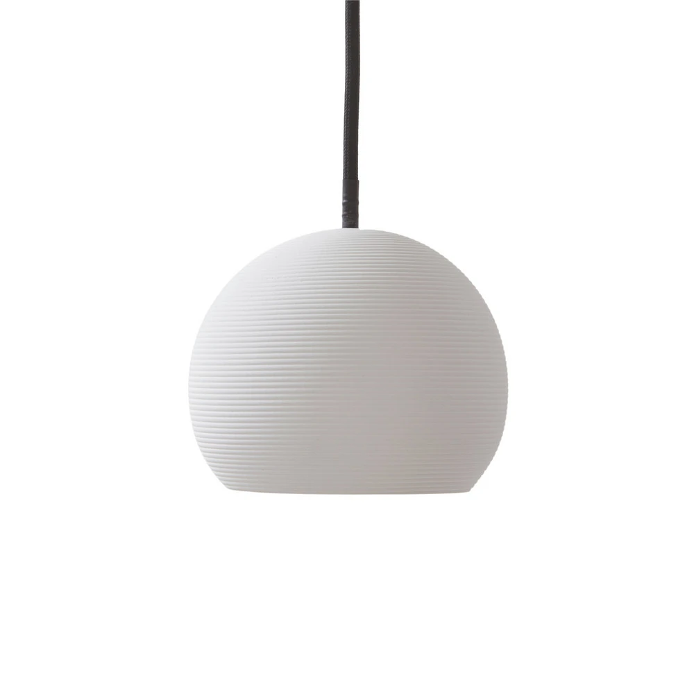 Lucande Suspension LED Darkorin, blanc, rond, plâtre, Ø 12 cm IP44 pour salle de bain
