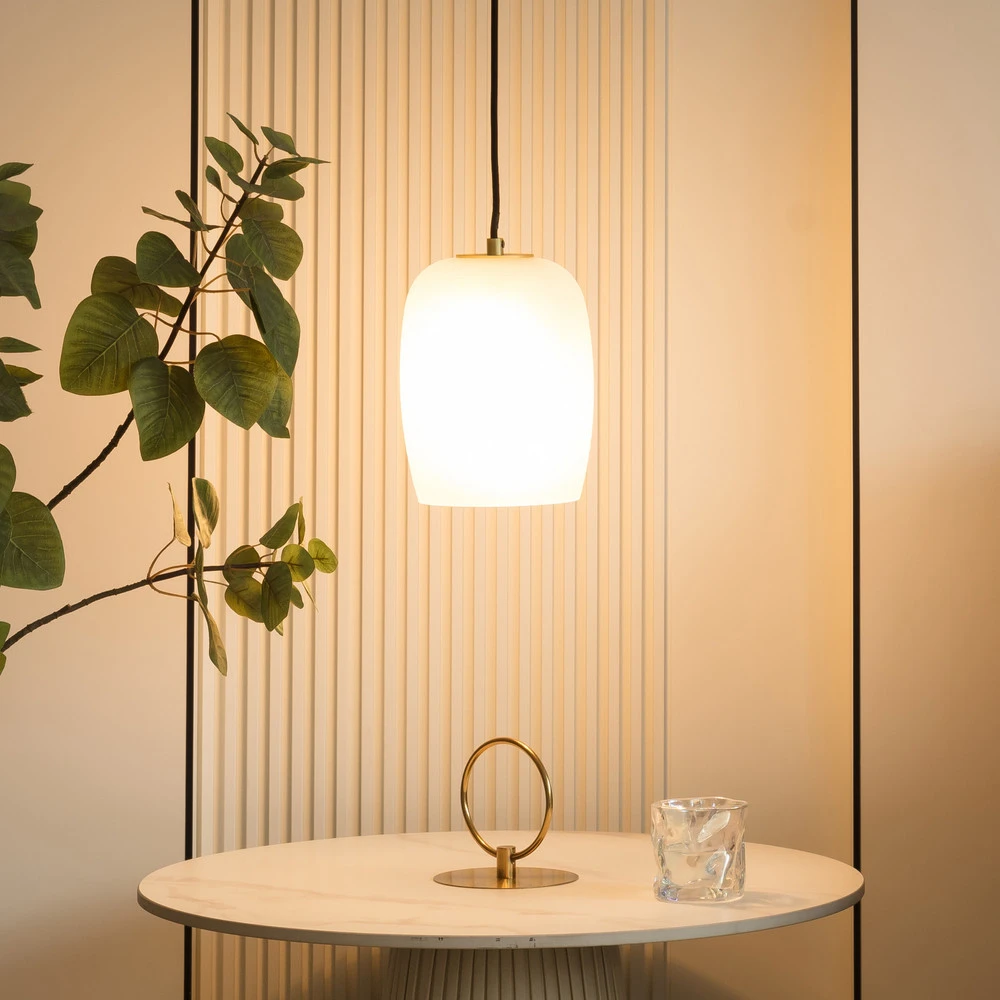 Lucande Taylan suspension 1 lampe abat-jour verre avec LED intégrée non remplaçable