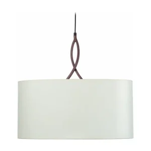 Luminaire de plafond design contemporain ELÉGANCE - Suspension cylindrique tissu marron et blanc