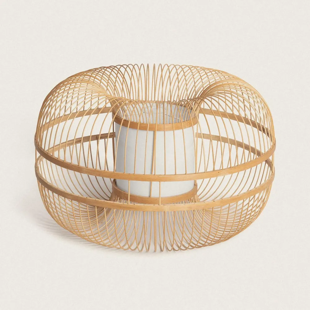 Luminaire de plafond design contemporain Luminaire suspendu Ofelia en bambou avec éclairage LED.