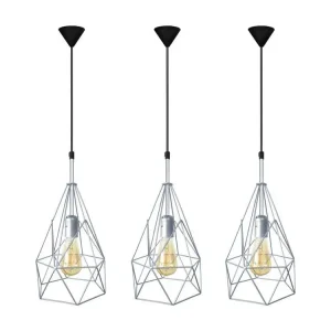Luminaire de plafond design contemporain set de trois Suspension géométrique métal aluminium 96 cm.