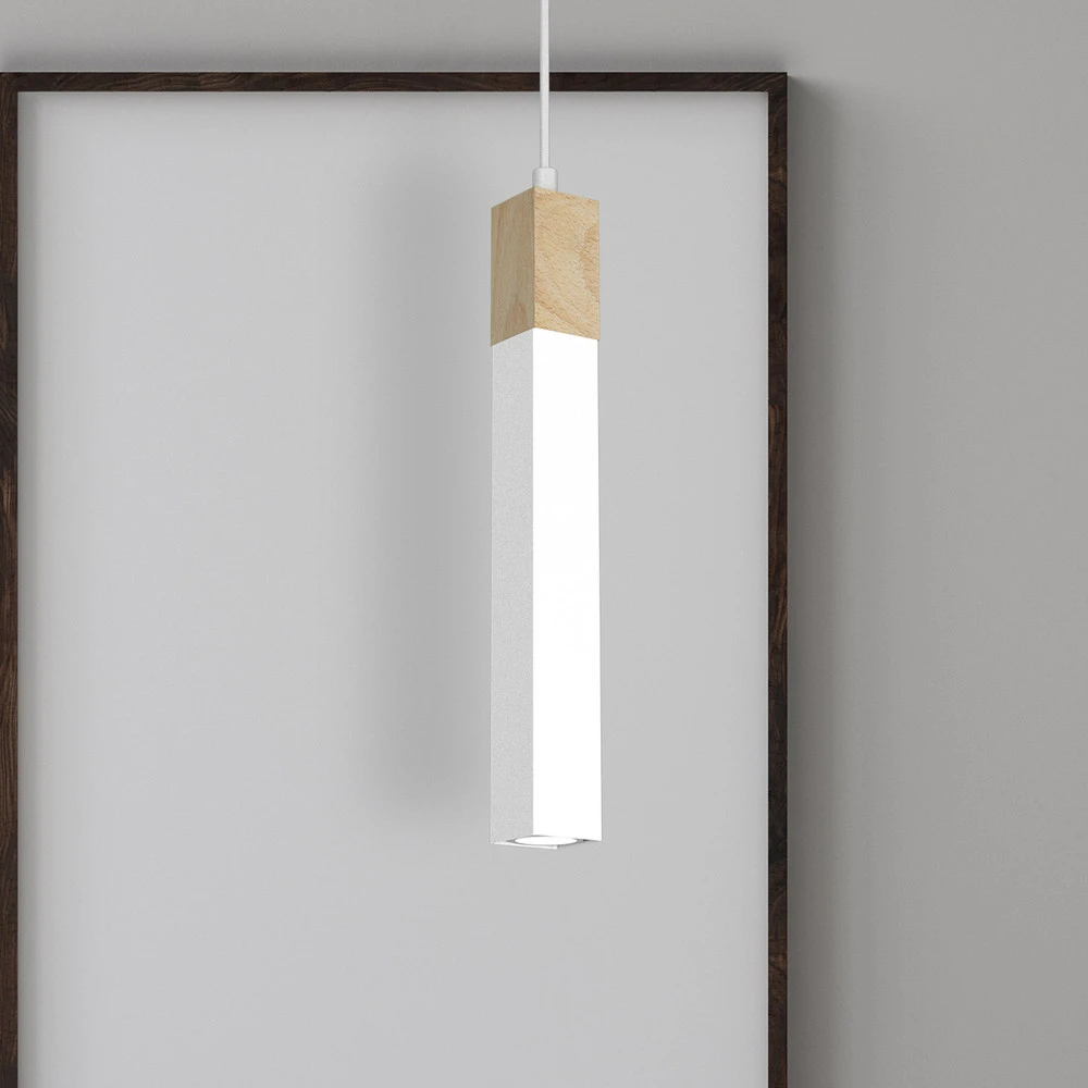 Luminaire de plafond design contemporain Stag suspension à une lampe blanc/brun