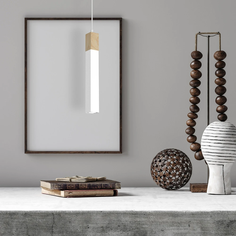 Luminaire de plafond design contemporain Stag suspension à une lampe blanc/brun