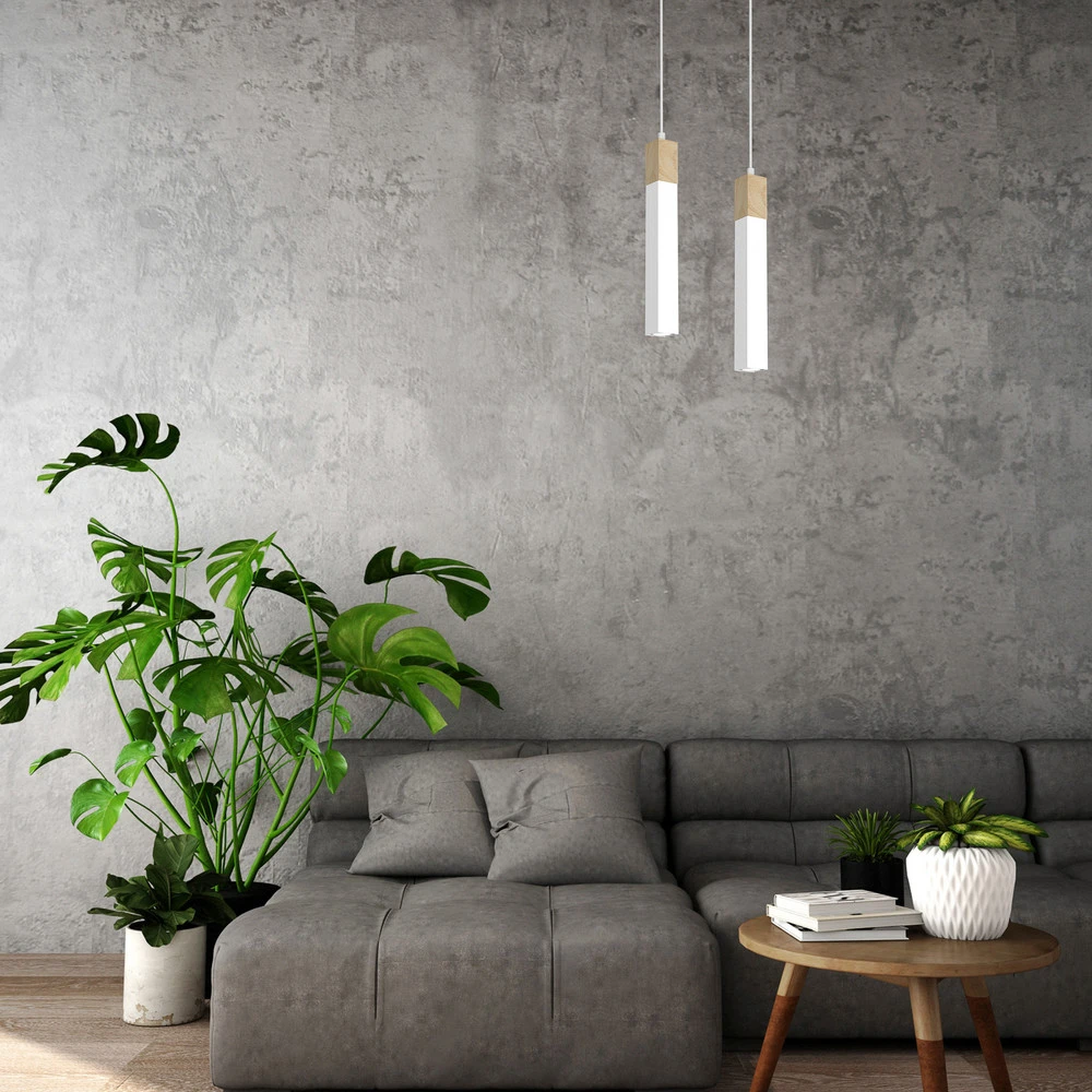 Luminaire de plafond design contemporain Stag suspension à une lampe blanc/brun