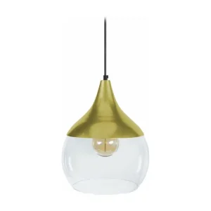 Luminaire de plafond à diffusion uniforme Suspension larme verre doré 95 cm.