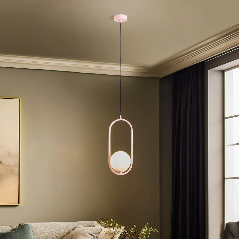Luminaire de plafond encastrable Suspension Samba, à 1 lampe, rose/blanc