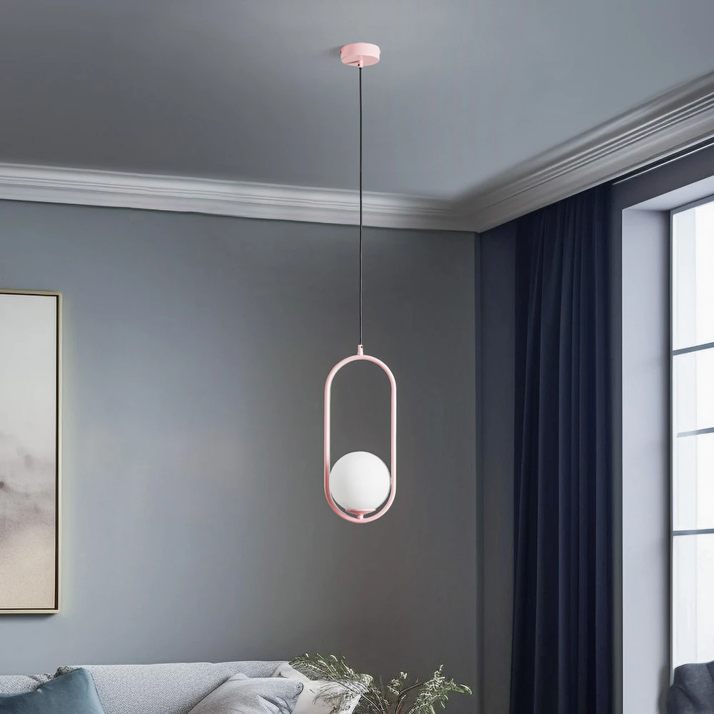 Luminaire de plafond encastrable Suspension Samba, à 1 lampe, rose/blanc
