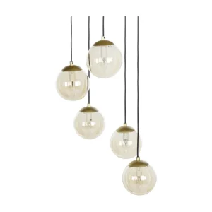 Luminaire de plafond à panneaux Lampe suspension en verre doré NOEL