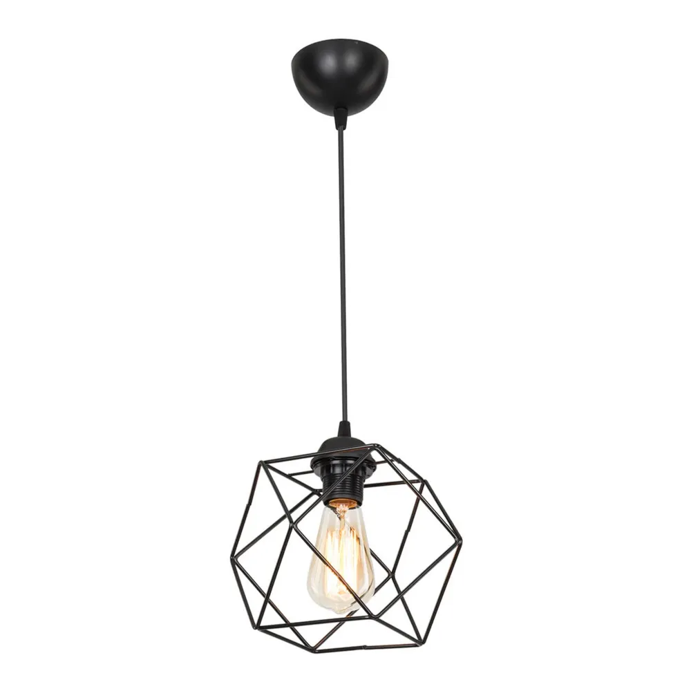 Luminaire de plafond à panneaux Lustre lampe lumière suspendu suspension en métal 60 cm E27 noir 03_0007447
