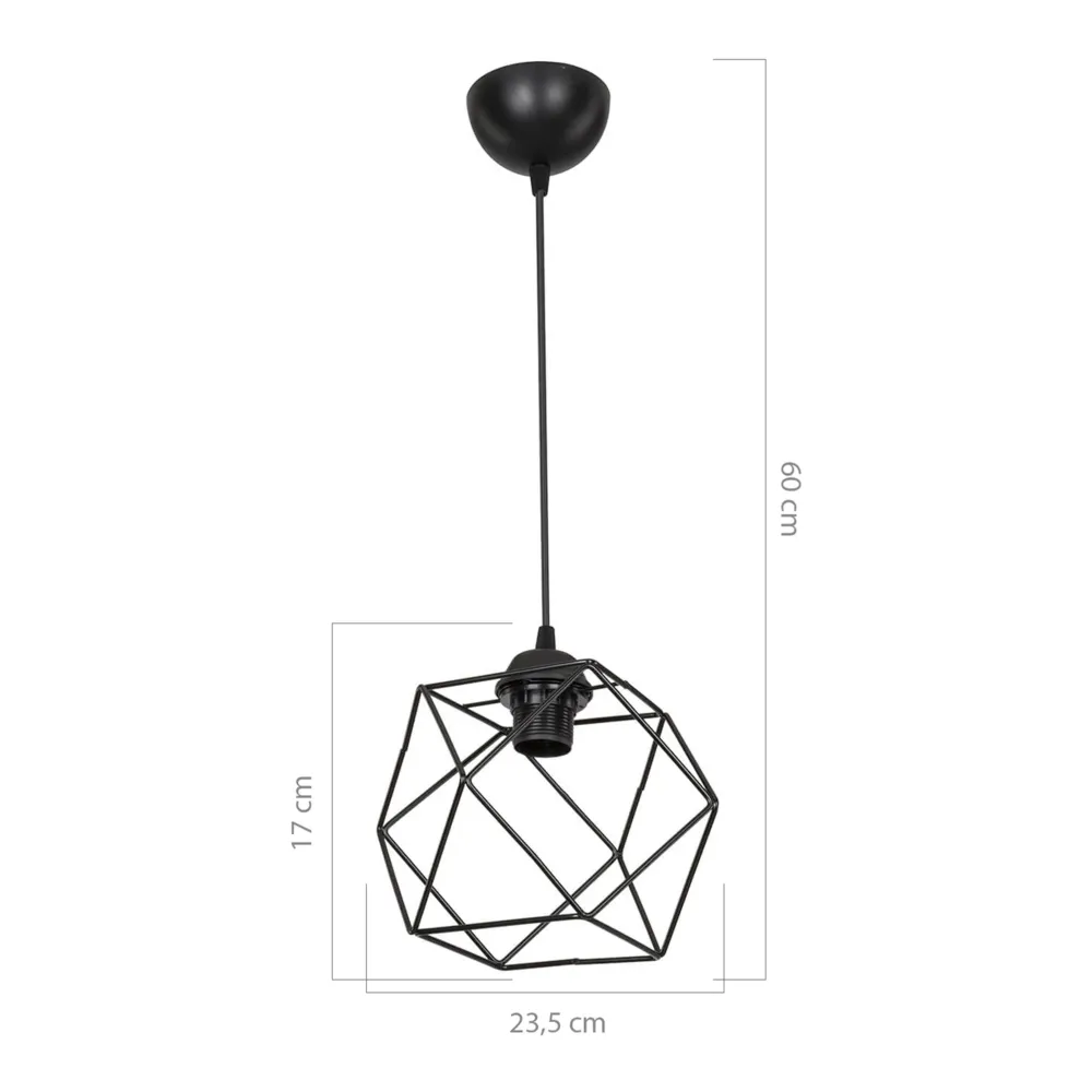 Luminaire de plafond à panneaux Lustre lampe lumière suspendu suspension en métal 60 cm E27 noir 03_0007447