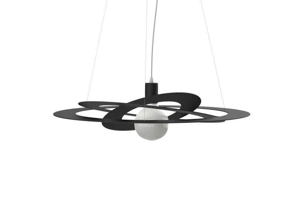 Luminaire de plafond à panneaux ORBITAL Suspension, 1X E27, max 42W, métal, noir mat, D.60cm