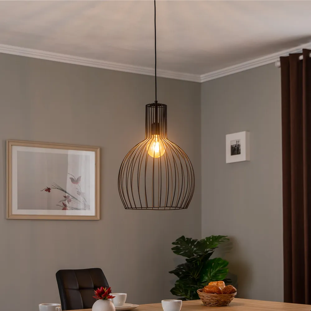 Luminaire de plafond à panneaux Suspension Fellini MR-756 à 1 lampe Ø 38cm noir