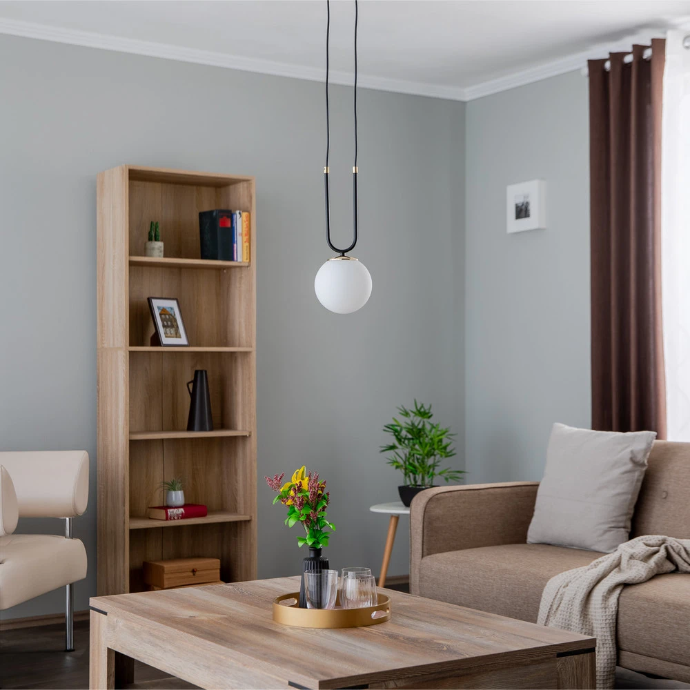 Luminaire de plafond à panneaux Suspension Glam, noire/opale, une lampe