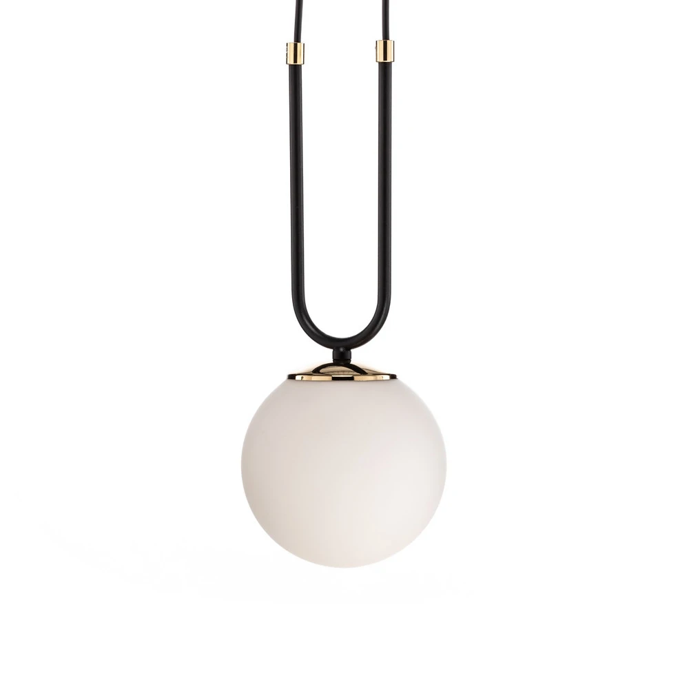 Luminaire de plafond à panneaux Suspension Glam, noire/opale, une lampe