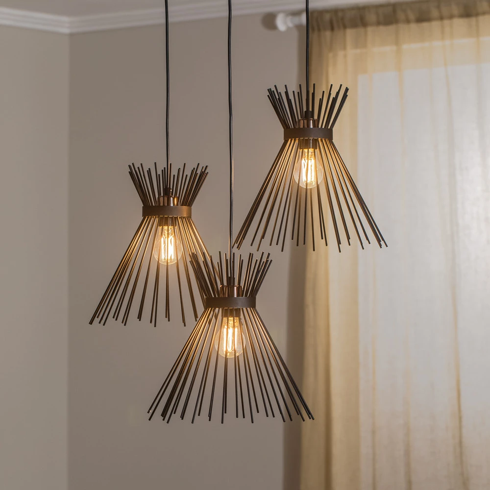 Luminaire de plafond à panneaux Suspension Kirpi 3085 à 3 lampes Rondelle noir
