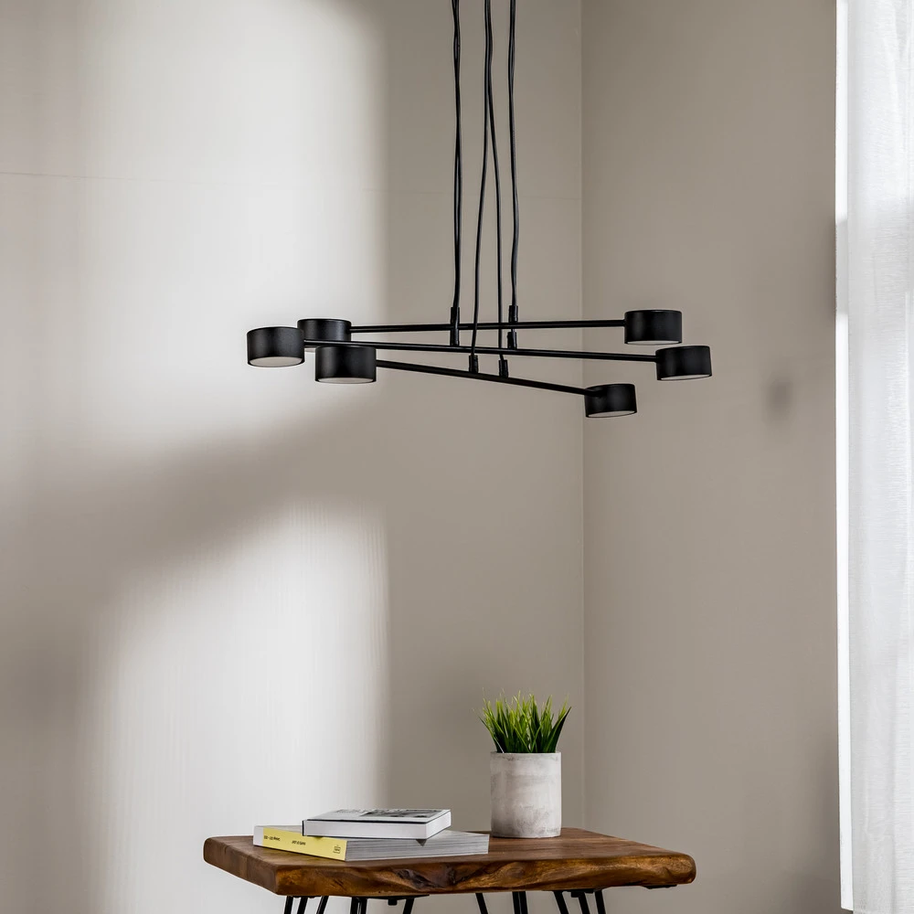 Luminaire de plafond à panneaux Suspension Modus 6, acier, à 6 lampes, GX 53, noir