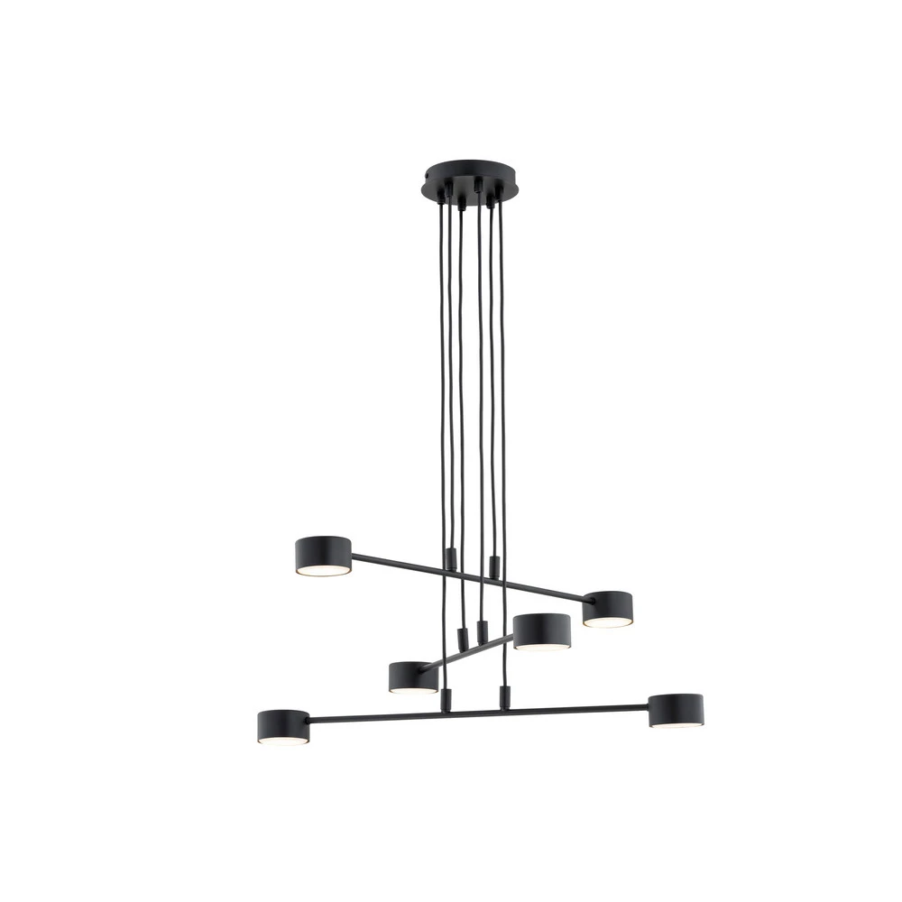 Luminaire de plafond à panneaux Suspension Modus 6, acier, à 6 lampes, GX 53, noir
