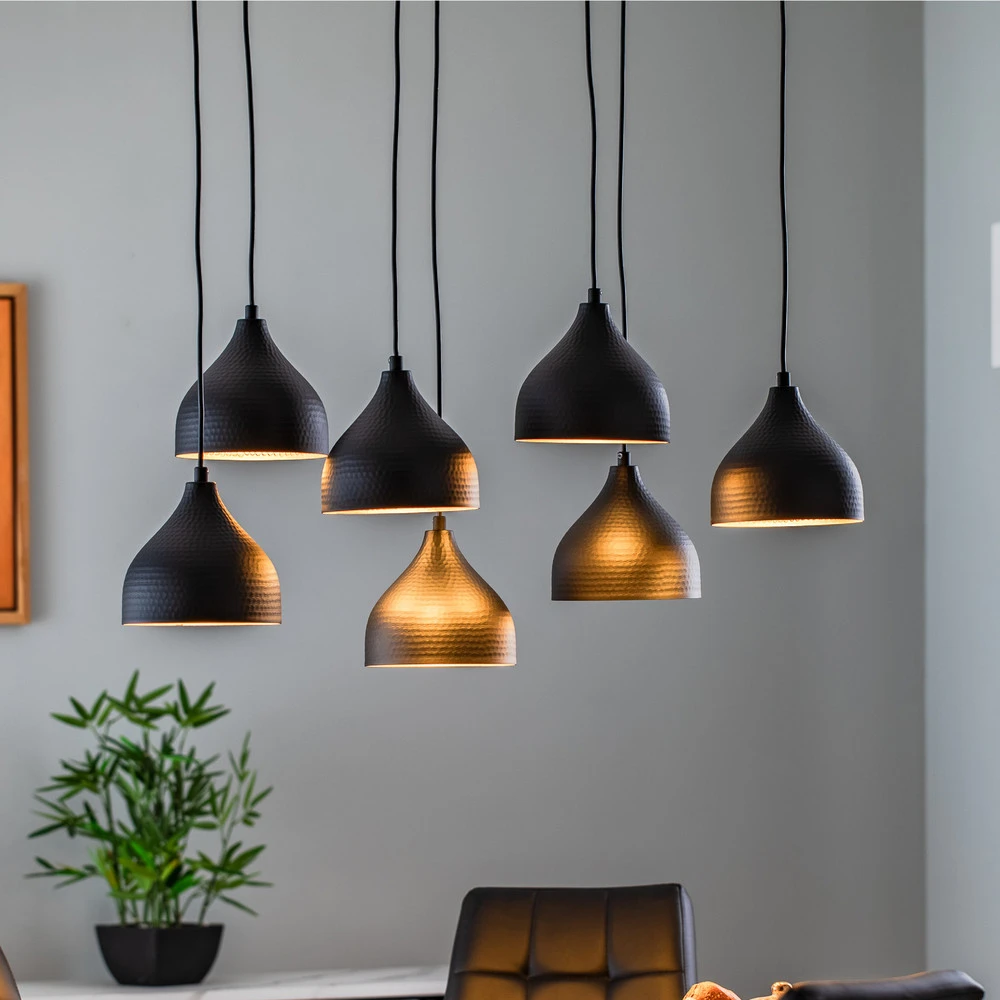 Luminaire de plafond à panneaux Suspension Tattoo 6221 à 7 lampes noir/or