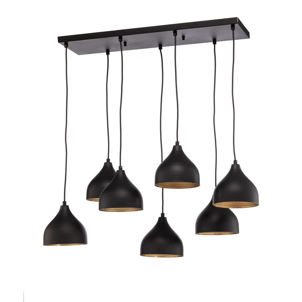 Luminaire de plafond à panneaux Suspension Tattoo 6221 à 7 lampes noir/or