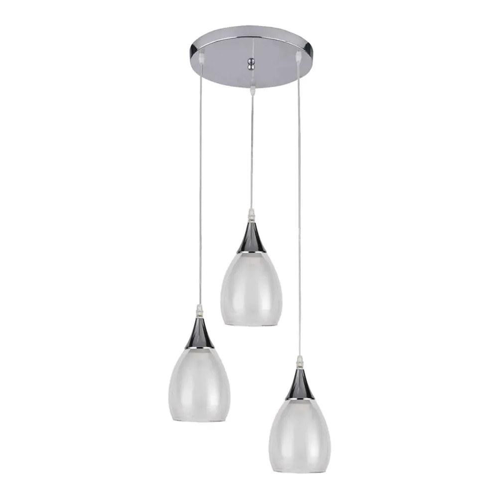 Luminaire suspendu blanc à 3 lumières de la collection Repley, 9,8" x 67,4" avec LED intégrée non remplaçable