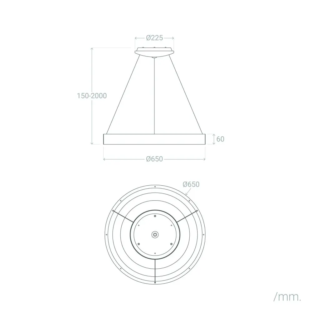 Luminaire suspendu Jacob-L 50W métal à LED avec CCT ajustable Design minimaliste