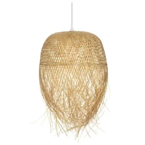 Luminaire Suspension en Bambou Naturel D 40 cm avec diffuseur opale