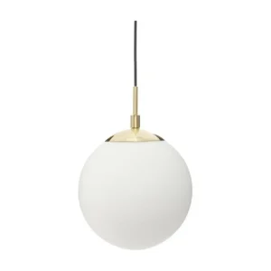 Luminaire Suspension Boule en Verre Blanc D 20 cm IP44 pour salle de bain