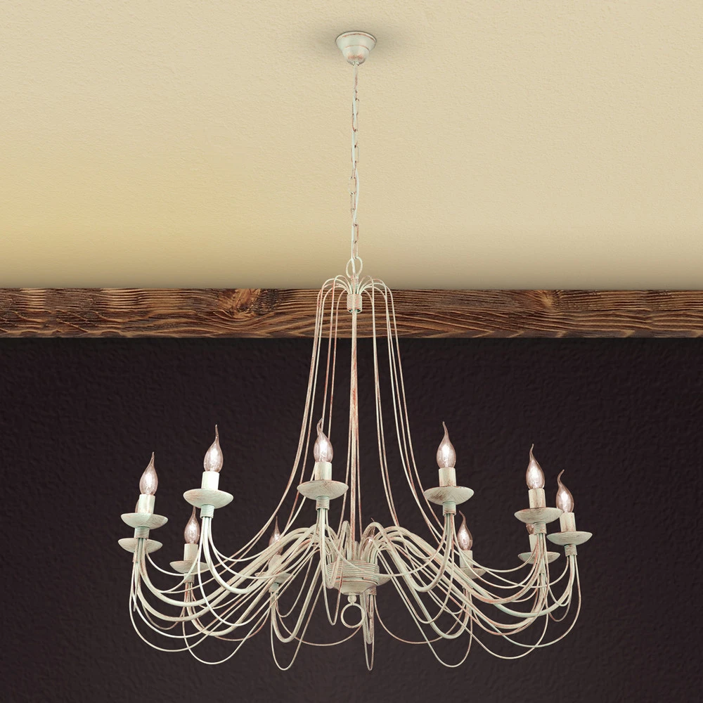 Lustre Antonina rustique à 12 lampes - Installation Facile