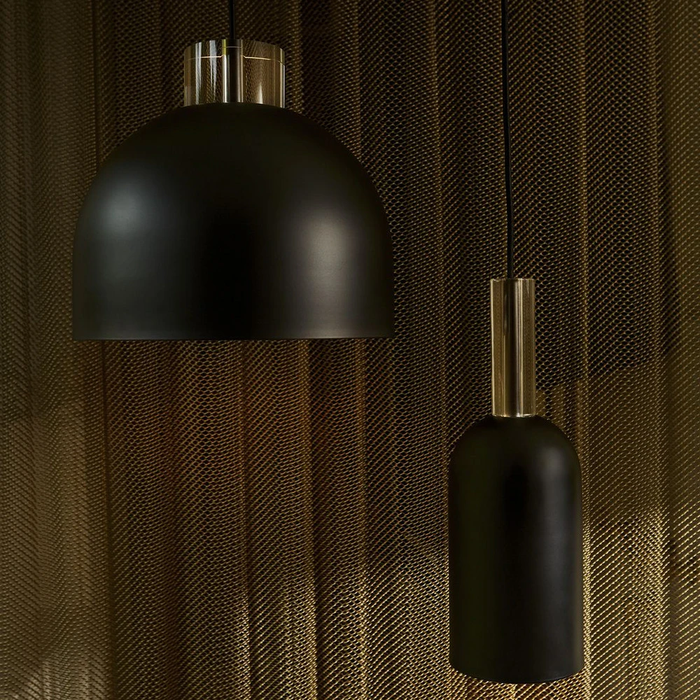 Lustre Cristal Premium AYTM Suspension Luceo, ronde, noire, Ø 28 cm