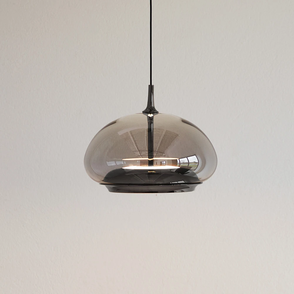 Lustre Cristal Premium LOOM DESIGN Suspension LED Avalon, noir/gris Ø 20 cm Verre