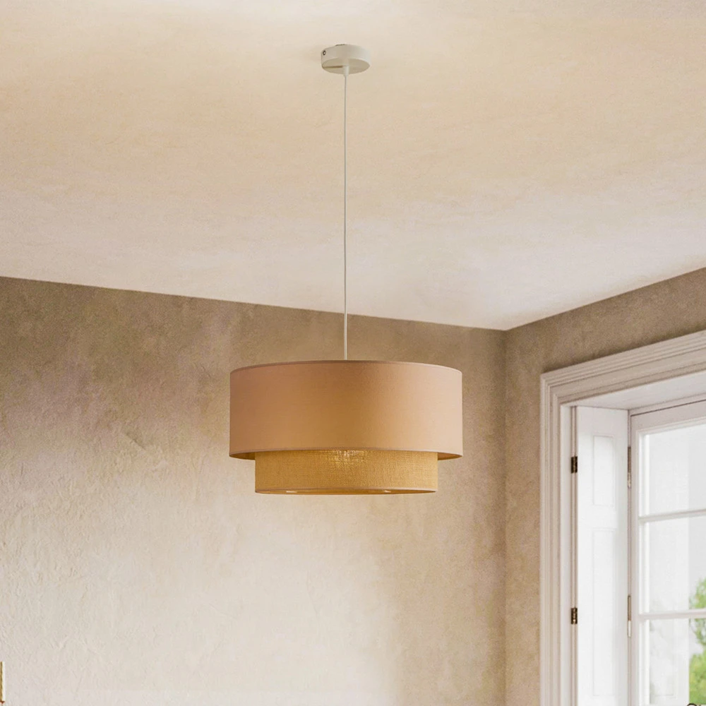 Lustre Cristal Premium Suspension Boho Ø 45 cm 1 lampe cappuccino/jute