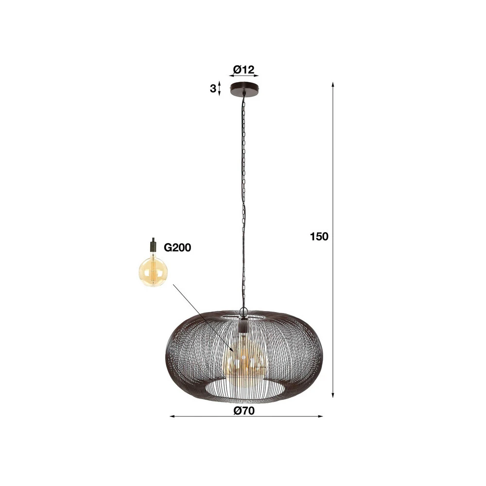 Lustre Cristal Premium Suspension Rippberg, noire, à une lampe