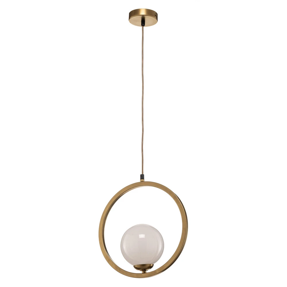 Lustre Cristal Premium Suspension Vienna, verre opale, laiton, 1 lampe
