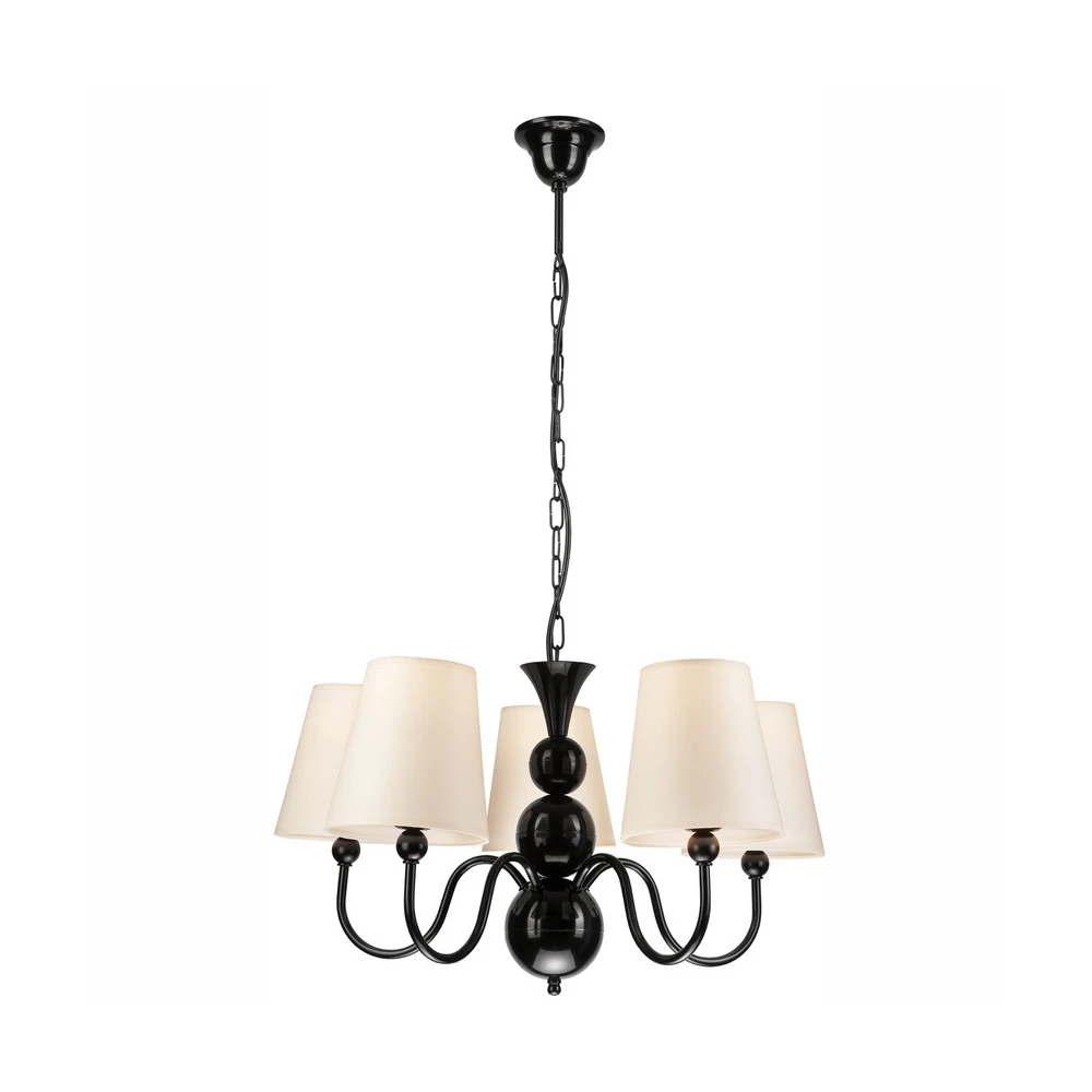 Lustre Mary avec cinq abat-jour, noir/blanc Sans outil d'installation