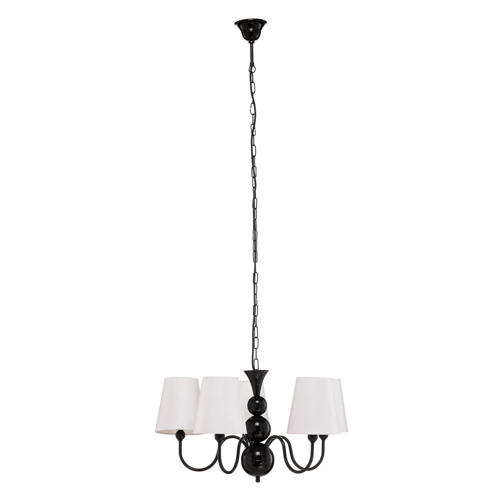 Lustre Mary avec cinq abat-jour, noir/blanc Sans outil d'installation