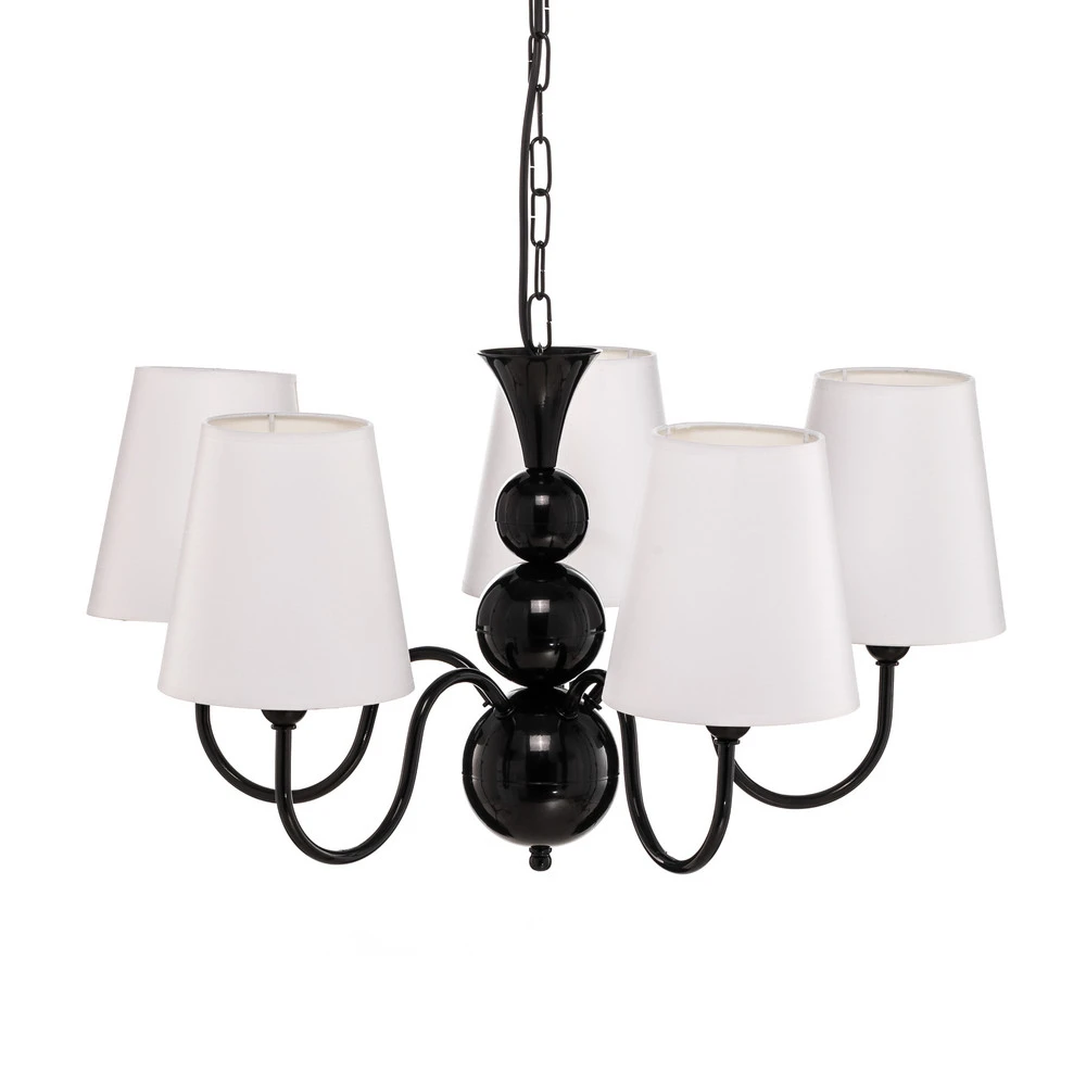 Lustre Mary avec cinq abat-jour, noir/blanc Sans outil d'installation