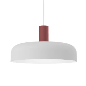NADIR Suspension, 1X E27, max 42W, métal, blanc mat/rouge cowhide, D.40cm - Installation Facile