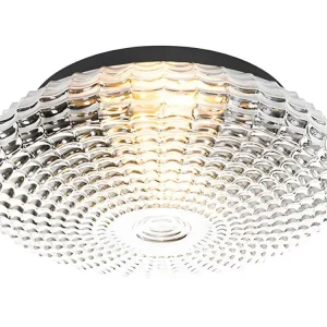 Plafonnier conventionnel noir avec verre fumé 35 cm IP44 - Nohmi