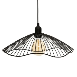 Plafonnier Design Moderne Luminaire suspension en métal filaire noir d 34 cm