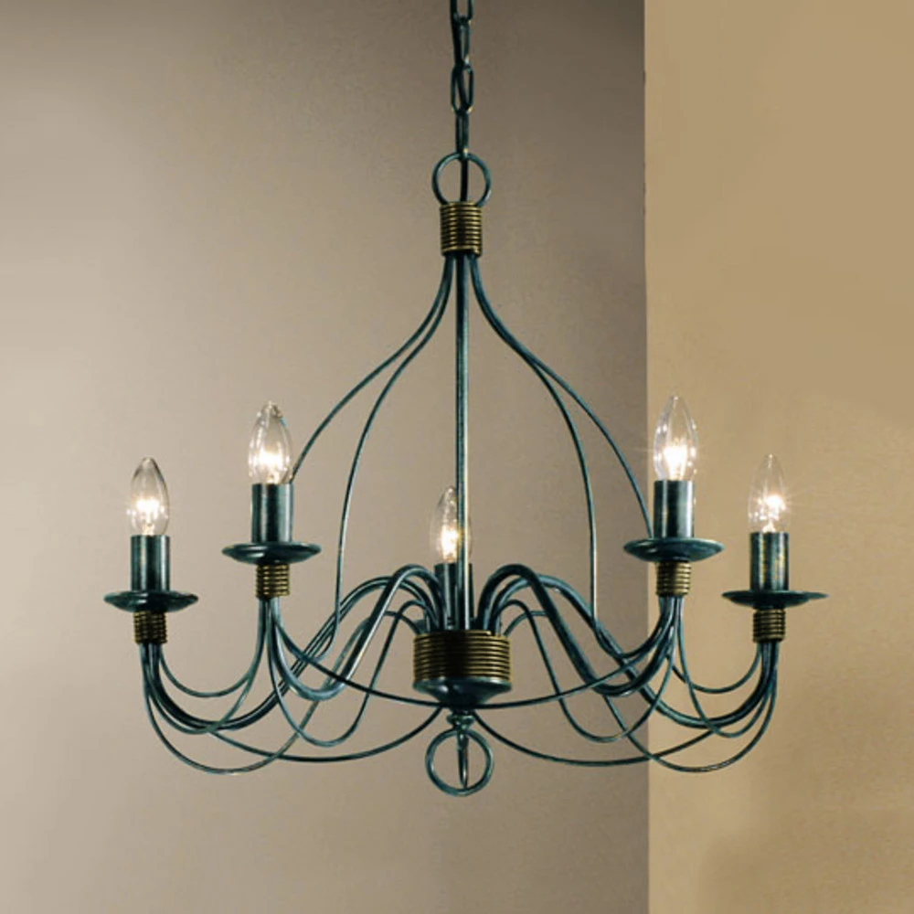 Plafonnier Design Moderne Lustre FILO à 5 ampoules, bleu noir
